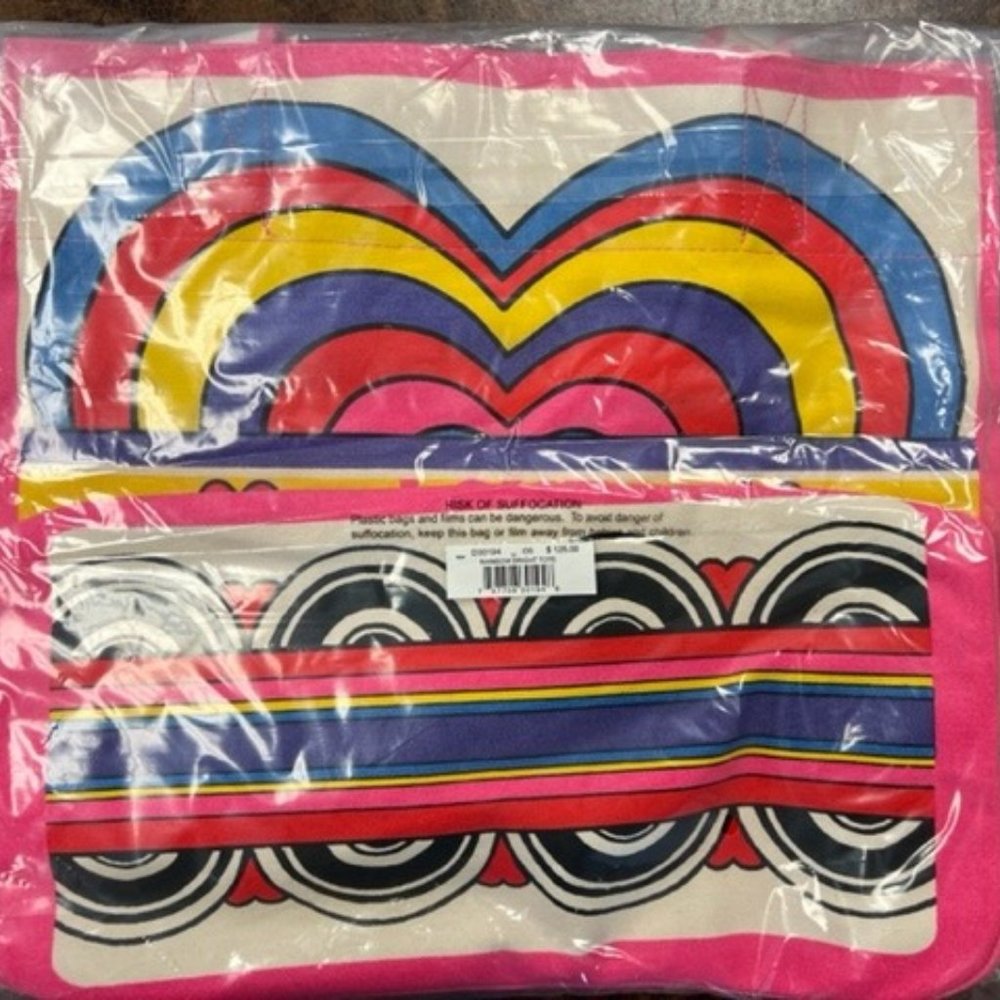 Brighton LOVE TO BE BOLD RAINBOW HEARTS TOTE Canvas Shopping Beach Bag NWT